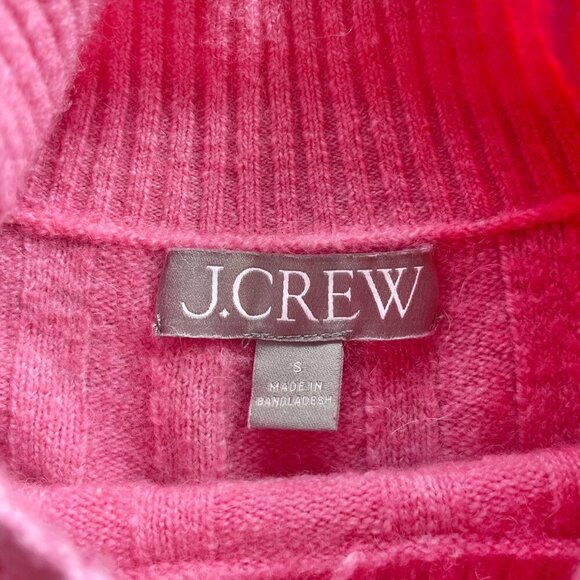 J. Crew Pink Ribbed Mock Neck Sweater Merino Wool Alpaca Blend Soft Knit Size S - Picture 3 of 7